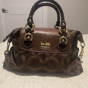 Coach Dark Brown Signature Satchel
